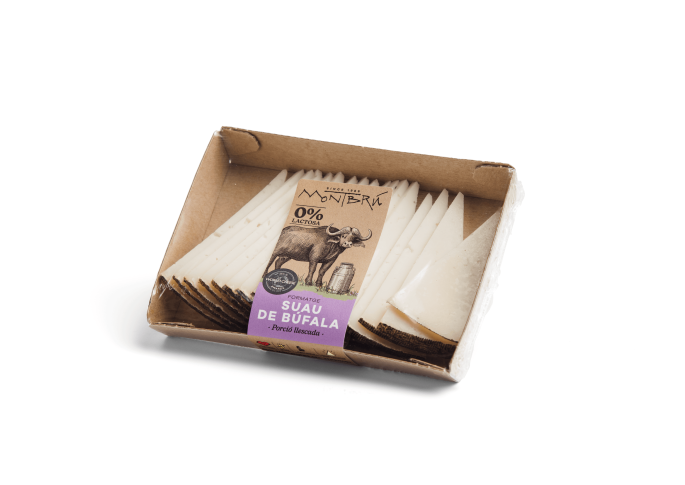 Mild buffalo semi-cured cheese sliced portion