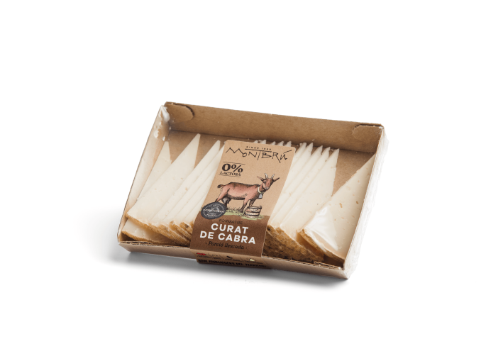 Goat cured cheese sliced portion