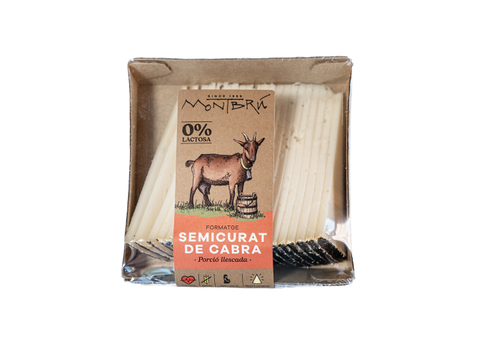 Goat semi-cured cheese sliced portion